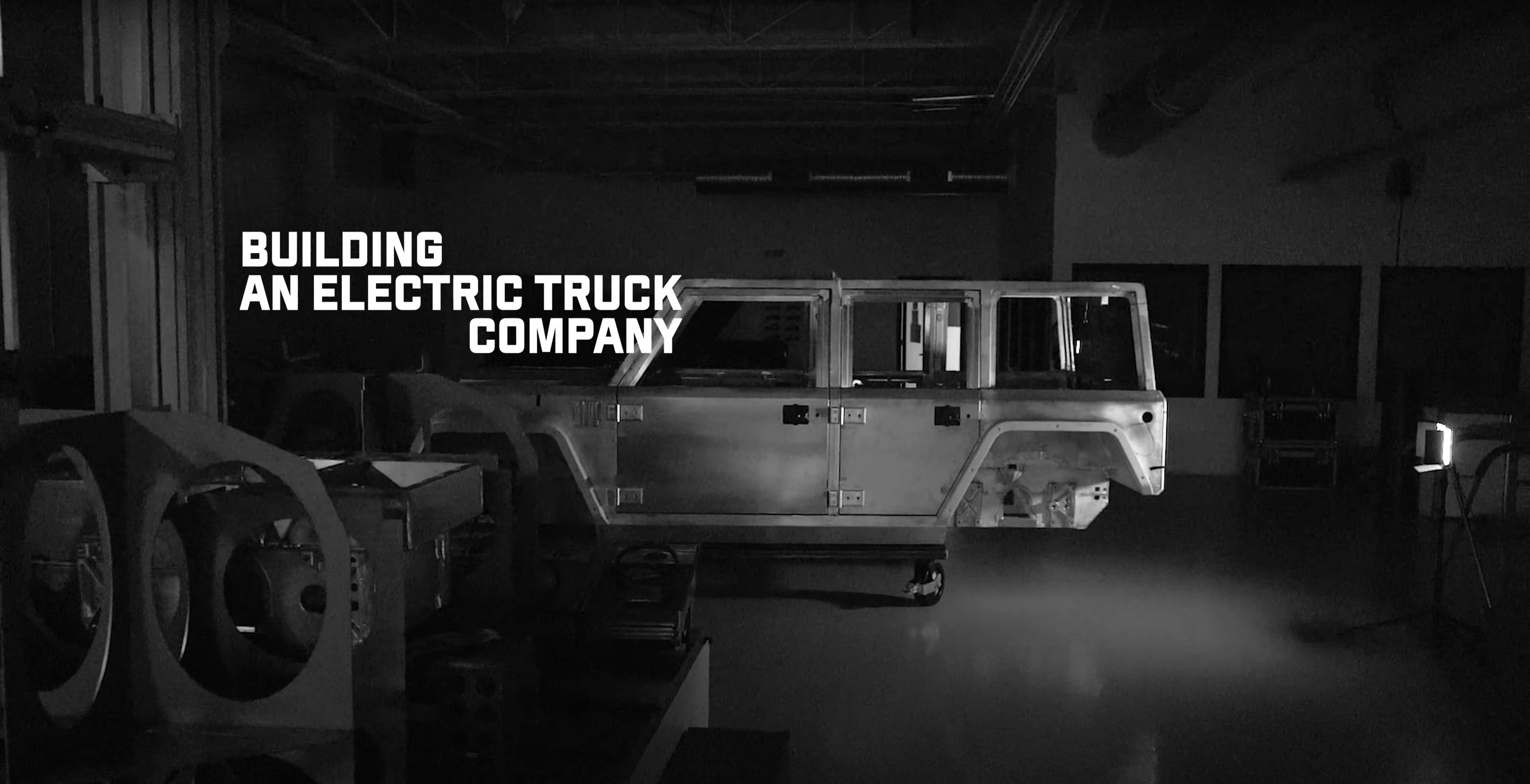 Building an Electric Truck Company title page showing an unfinished B1 prototype in the shop