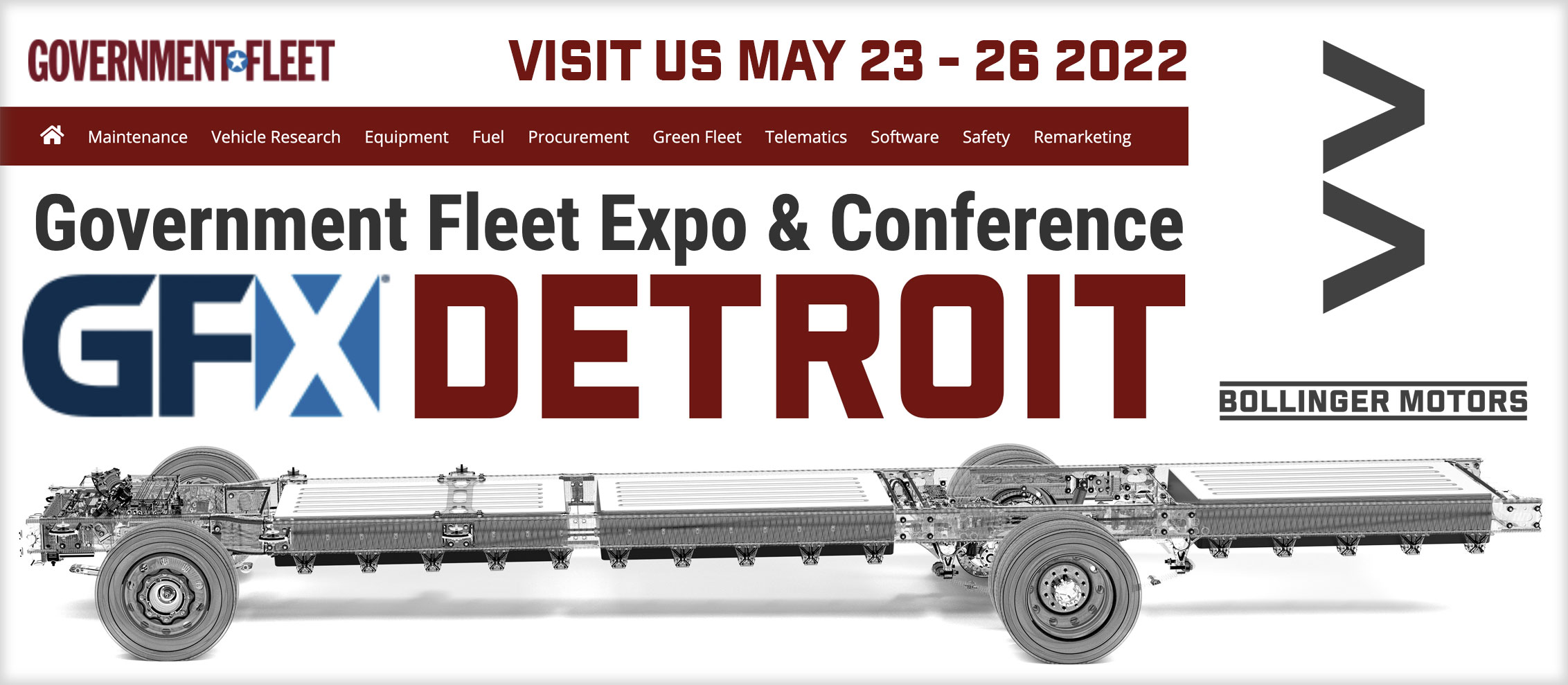 The Government Fleet Expo & Conference (GFX) will take place May 23-25 in Detroit. Join the nation's largest gathering of public fleet professionals for education, networking, and exhibit floor innovations. GFX is known for its robust conference program, as well as its large and immersive exhibition. It serves as a true annual hub for public fleet professionals.
