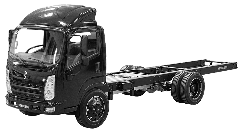 a picture of a black cab forward electric truck