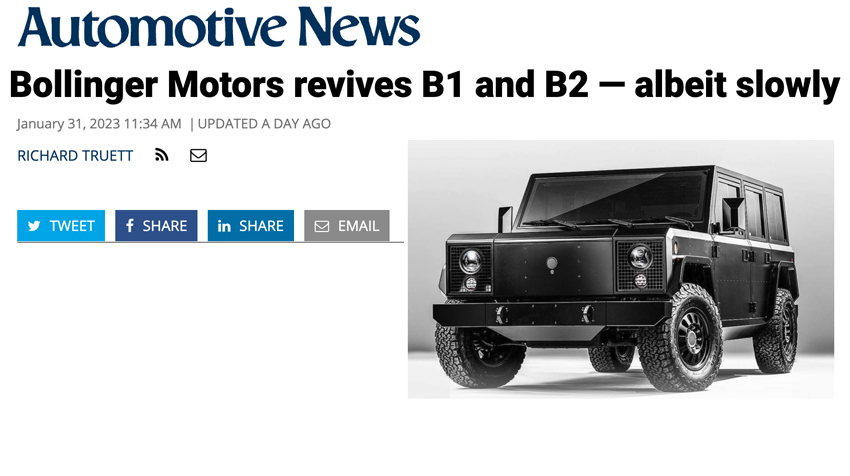 Bollinger Motors Revives B1 and B2